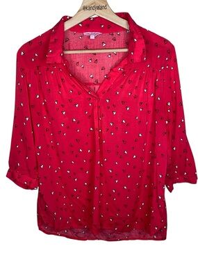 ROSE & RHYME Womens Red Heart Blouse